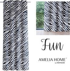 AmeliaHome Záves Fun s priechodkami 140x250 čiernobiely