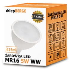 Milio LED žiarovka 12V - MR16 - 5W - 415 lm - teplá biela