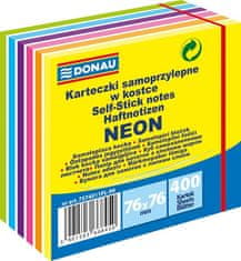 Donau Samolepiace bloček, 76x76 mm, 400 lístkov, neónové a pastelové farby