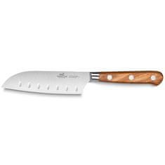 Kuchynský nôž Lion Sabatier, 834885, Ideal Provencao, mini-Santoku, čepeľ 13 cm, plne kovaný, nerez nity, nerez oceľ, rukoväť z olivového dreva