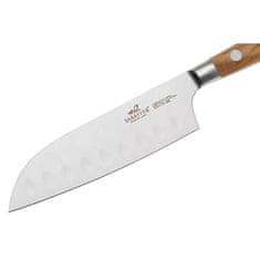 Kuchynský nôž Lion Sabatier, 834885, Ideal Provencao, mini-Santoku, čepeľ 13 cm, plne kovaný, nerez nity, nerez oceľ, rukoväť z olivového dreva