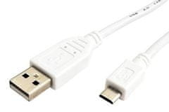 Kábel USB 2.0 kábel, USB A(M) - microUSB B(M), 3m, biely