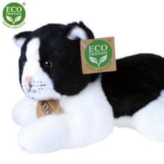 Rappa Plyšová mačka bielo-čierna ležiaca 16 cm ECO-FRIENDLY