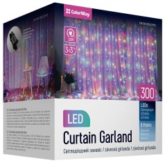 ColorWay LED girlanda/ vnútorná / 300 LED / dĺžka 3 x 3m / viac farebná / AC 220V