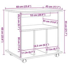 Vidaxl Skrinka s kolieskami staré drevo 60x45x60 cm drevotrieska