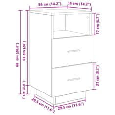 Petromila vidaXL Nočné skrinky 2 ks s 2 zásuvkami staré drevo 36x36x68 cm