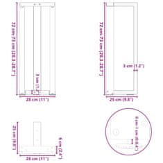 Vidaxl Nohy konzolového stola v tvare T 2 ks čierny 20x28x(72-73) cm