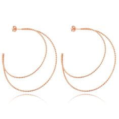 MINET Strieborné náušnice Rose Gold double CIRCLES JMAN0432RE00