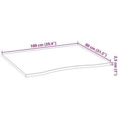 Petromila vidaXL Doska stolíka neošetrená 100x80x2,5 cm dubový masív obdĺžnikový