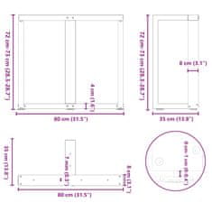 Vidaxl Nohy jedálenského stola v tvare T 2 ks čierny 80x35x(72-73) cm