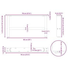 Vidaxl Stolové nohy na konferenčný stolík čierny 2 ks 70x(30-31) cm