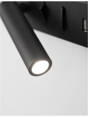 Nova Luce NOVA LUCE nástenné svietidlo VIDA čierny kov nastaviteľné - vypínač na tele USB nabíjanie LED Cree 230V 3000K osvetlenie 5W čítacia lampička 1x3W IP20 9533522