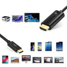 Choetech CHOETECH JEDNOSMERNÝ ADAPTÉROVÝ KÁBEL USB TYPU C (SAMEC) NA HDMI 2.0 (SAMEC) 4K 60 HZ 1,8 M ČIERNY (CH0019)