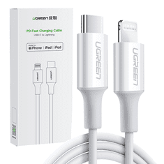 Ugreen UZELENÝ KÁBEL USB TYPU C - LIGHTNING 3A 0,25 M BIELY (US171)