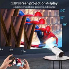 Netscroll Smart mini projektor, 1280x720 HD, prenosné domáce kino projektor, 4K s 5G WiFi, bluetooth 5.0 a 360° zvukom, 180° otočenie, ideálny na filmy, hry, dom a cestovanie, skvelý darček, MagProject