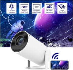 Netscroll Smart mini projektor, 1280x720 HD, prenosné domáce kino projektor, 4K s 5G WiFi, bluetooth 5.0 a 360° zvukom, 180° otočenie, ideálny na filmy, hry, dom a cestovanie, skvelý darček, MagProject