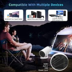 Netscroll Smart mini projektor, 1280x720 HD, prenosné domáce kino projektor, 4K s 5G WiFi, bluetooth 5.0 a 360° zvukom, 180° otočenie, ideálny na filmy, hry, dom a cestovanie, skvelý darček, MagProject