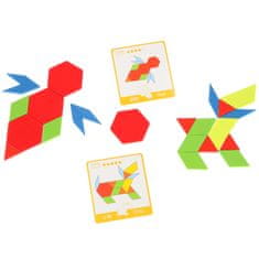 Ikonka Drevené puzzle montessori farebné mozaikové tvary 155 dielikov