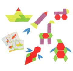 Ikonka Drevené puzzle montessori farebné mozaikové tvary 155 dielikov