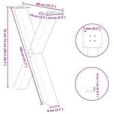 Vidaxl Nohy jedálenského stola v tvare X 2 ks čierny 80x(72-73) cm