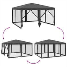 Vidaxl Párty stan s 8 sieťkovanými bočnými stenami antracit 4x4 m HDPE