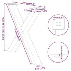 Vidaxl Nohy jedálenského stola v tvare X 2 ks 90x(72-73) cm oceľ