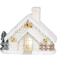 MAGIC HOME Domček s komínom, keramika,, 40 cm, LED