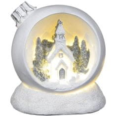 MAGIC HOME Vianočná guľa, LED teplá biela, polyresin, 2xAAA, interiér