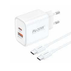 Foneng Rýchlonabíjačka EU52 s káblom USB-C Dual 30W biela