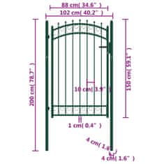 Vidaxl Plotová brána s hrotmi oceľová 100x150 cm zelená