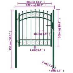 Vidaxl Plotová brána s hrotmi oceľová 100x100 cm zelená