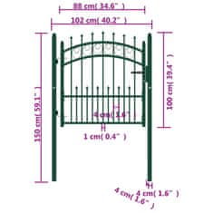 Vidaxl Plotová brána s hrotmi oceľová 100x100 cm zelená