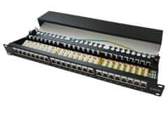 XtendLan Patch panel 19", 24 portov, tienený, C5E, dual, 2xAu, s LED vyhľadávaním