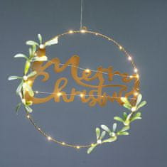 ACA ACA Lighting Vianočná závesná dekorácia kruh MERRY CHRISTMAS 40 LED teplá biela na batérie 2xAA IP20 40cm X13401125