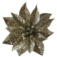 MAGIC HOME GlitterPoinsettia, so štipcom, šampaň, veľkosť kvetu: 9 cm