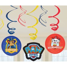 Amscan 6 vírivých dekorácií, závesných Paw Patrol 2018 fólia / papier 61 cm