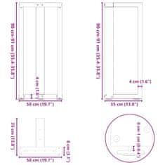 Vidaxl Nohy barového stola v tvare T 2 ks antracitový 50x35x(90-91) cm