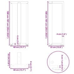 Vidaxl Nohy barového stola v tvare T 2 ks čierny 40x35x(100-101) cm