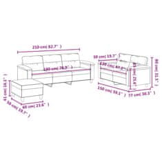 Petromila vidaXL 3-dielna sedacia súprava s vankúšmi krémová mikrovlákno