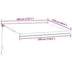 Petromila vidaXL Ručne zaťahovacia markíza vínová 300x250 cm