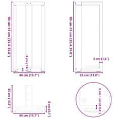 Vidaxl Nohy barového stola v tvare T 2 ks čierny 40x35x(90-91) cm