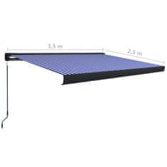 Vidaxl Ručne ovládaná kazetová markíza modro-biela 350x250 cm