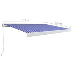 Vidaxl Ručne ovládaná kazetová markíza modro-biela 350x250 cm