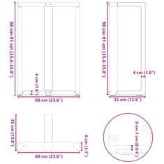 Vidaxl Nohy barového stola v tvare T 2 ks antracitový 60x35x(90-91) cm