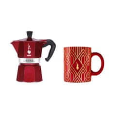 shumee Bialetti - Deco Glamour - Moka Express 3tz Red + Hrnček