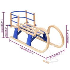 Vidaxl Skladacie sánky s operadlom 110 cm preglejka