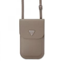 Guess Kabelka na mobil PU Grained Triangle Logo Brown