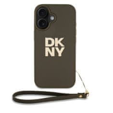 DKNY Zadný kryt PU Leather Stack Logo Wrist Strap pre iPhone 16 Green