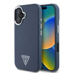 Guess Zadný kryt PU Grained Triangle Logo pre iPhone 16 Blue