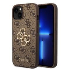 Guess Zadný kryt PU 4G Metal Logo pre iPhone 15 Brown